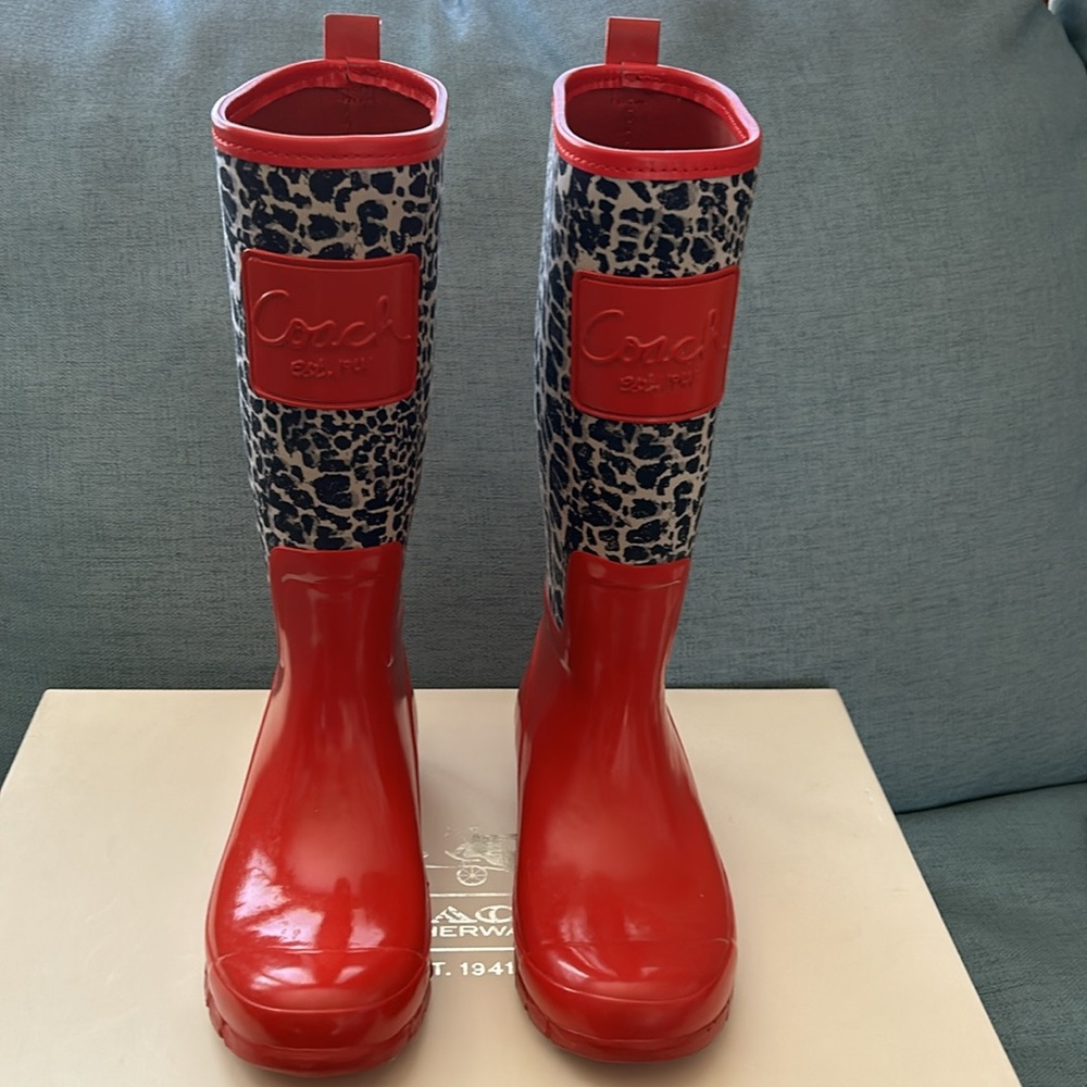 Coach Pearl Legacy Cheetah Rain Boot